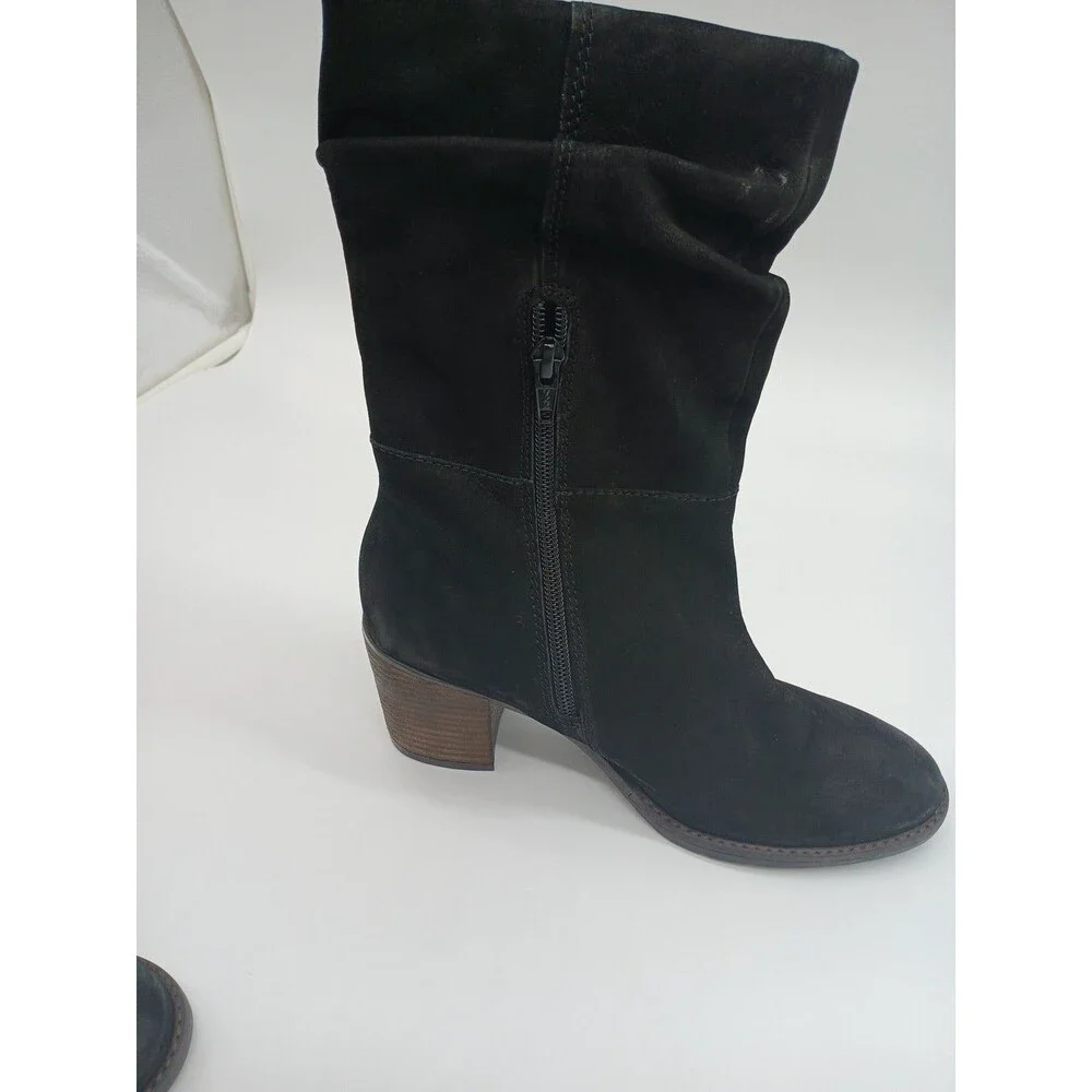 NWOT Lucky Brand 6 Bitsie Suede Leather Ruched Slouch Ankle Boots Black MSRP 120